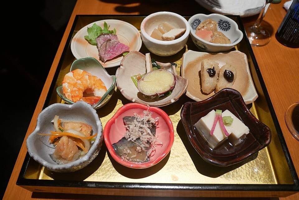Obanzai — the everyday Kyoto plates: several small vegetable dishes, seasonal and unshowy.